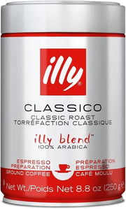 "Experience the Rich Aroma: Illy Classico Espresso Medium Roast Ground Coffee - 250g Freshly Imported from AU"