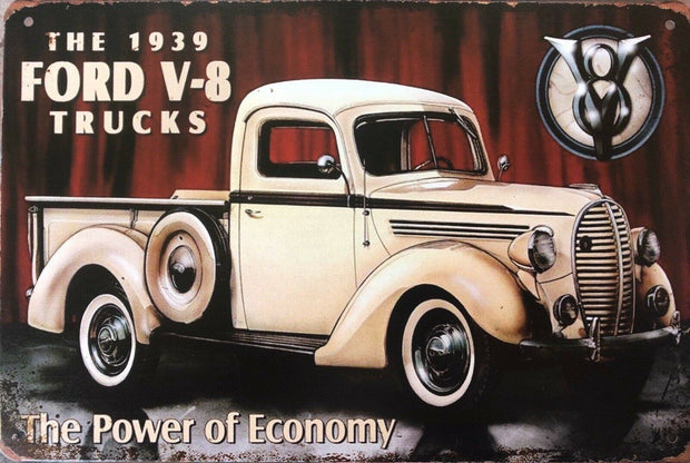FORD V8 TRUCKS Garage Rustic Vintage Metal Tin Sign Man Cave,Shed Bar