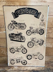 THE VINCENT MOTORCYCLES 60x40 CM Sign | Screen Printed By AUSTRALIAN COMPANY