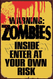 ZOMBIE INSIDE Retro/ Vintage Tin Metal Sign Man Cave, Wall Home Décor, Shed-Garage, and Bar