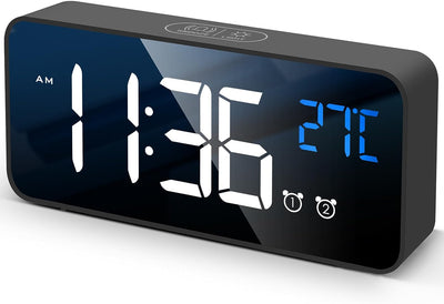 "2024 Upgraded Digital Alarm Clock: Large LED Display, Portable with Snooze, Adjustable Brightness, 13 Music USB Ports - Perfect for Bedroom and Table"