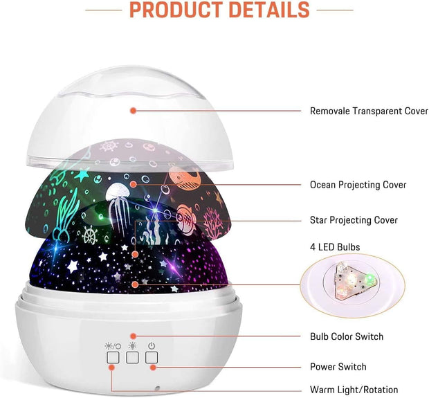 Star Night Light Projector,  3 in 1 Sky Night Light Projector, 360°Rotating 8 Colors Mode Projector Baby Night Lights with USB Cable, Popular Toy Gifts for Kids Baby Birthday Christmas