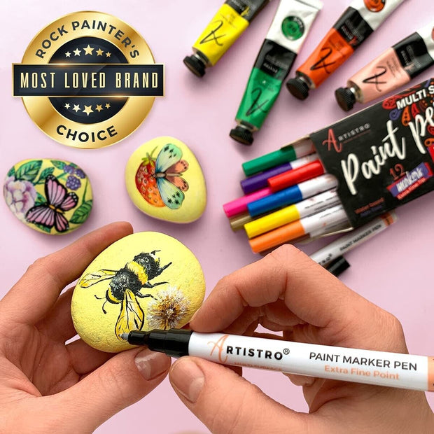 "Vibrant Acrylic Paint Markers - Perfect for Rock, Ceramic, Glass, and Wood!"