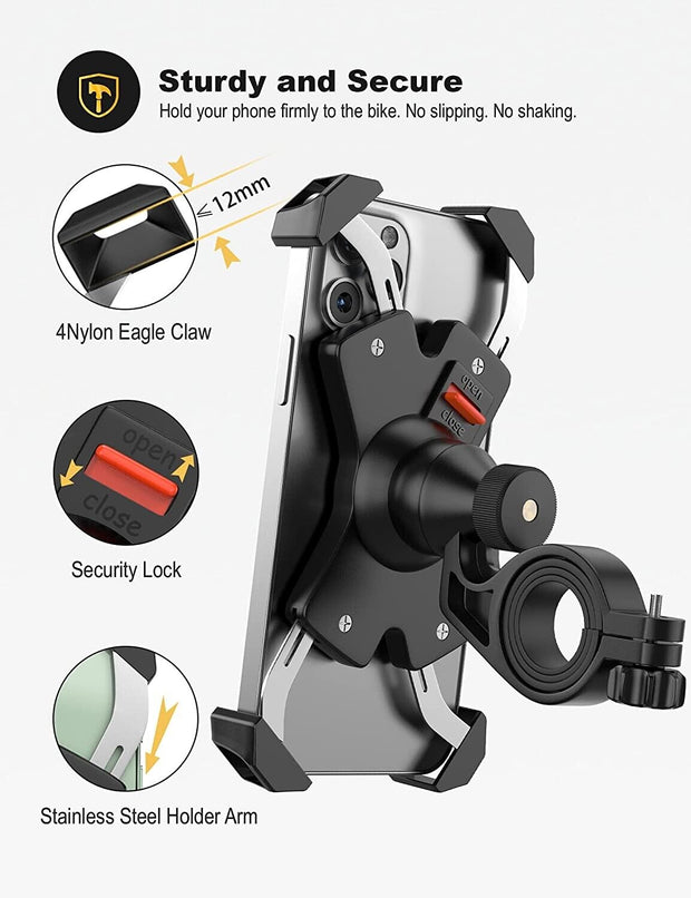 "Ride with Ease: Grefay Metal Bike Phone Mount - Secure Motorcycle Smartphone Holder for Handlebars"
