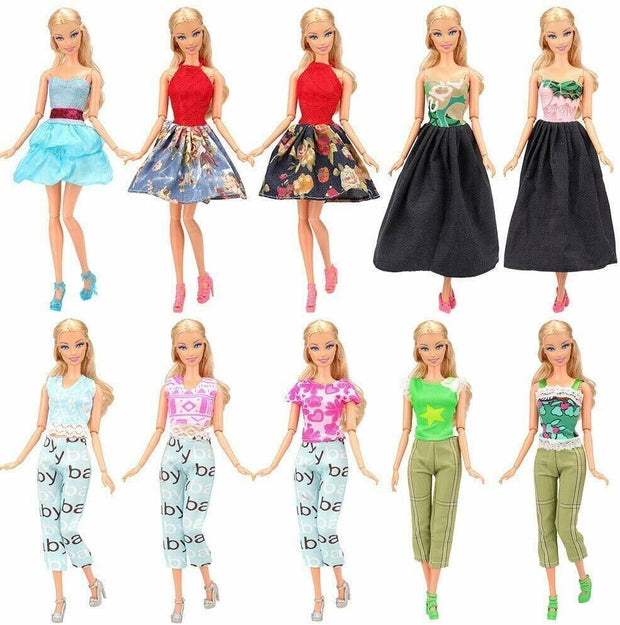 "Barbie Doll Fashion Mini Dresses Collection - 15 Surprise Outfits in Random Styles!"