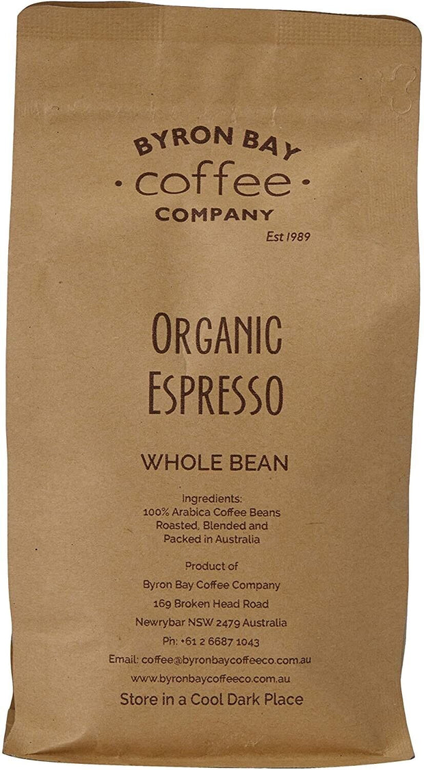 "Organic Espresso Perfection: Byron Bay Coffee Company's Fresh Whole Bean Blend - 500G | Introducing the NEW AU Edition!"