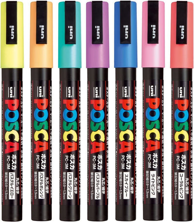 "Vibrant Set of 7 Uni Posca Fine Point Paint Markers in Natural Colors"