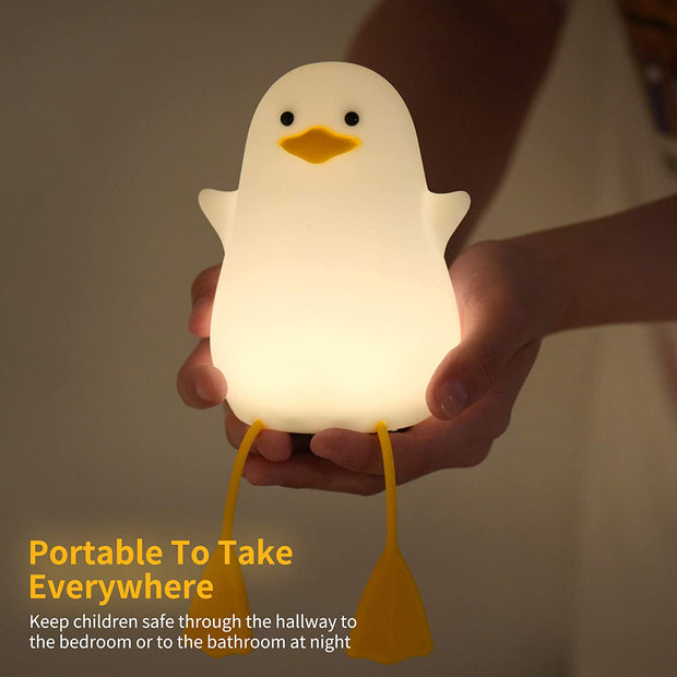 Duck Silicone Night Light, Cute Animal Baby Nursery Lamp Anime Toddler Rechargeable Touch Sensor Bedside Lights for Home Kids Room Decor Girls Boys Xmas Birthday Gift