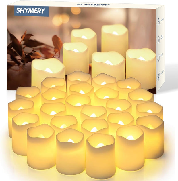 "24-Pack Realistic Flickering LED Tea Light Candles - Perfect for Weddings, Parties, and Outdoor Decor - Battery-Operated Flameless Votive Candles in Warm White"
