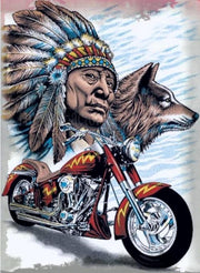 TRIBE CHIEF-INDIAN MOTORCYCLE ART Rustic Retro/Vintage Home Garage Wall Cafe Resto or Bar Tin Metal Sign