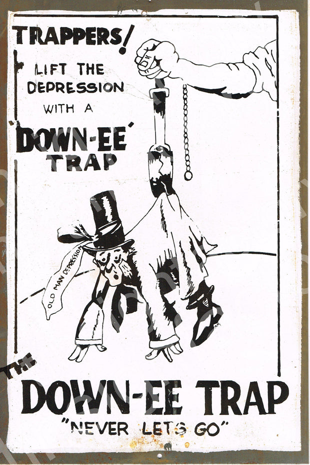 Down ee Rabbit Trap rustic metal sign