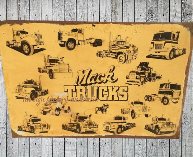 MACK TRUCKS Rustic Look Vintage Tin Metal Sign Man Cave, Shed-Garage, and Bar