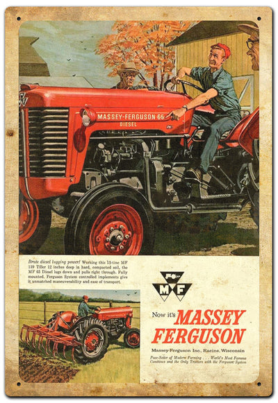 Massey Ferguson 65 Tractor - Retro Tin Sign - 20 x 30 cm