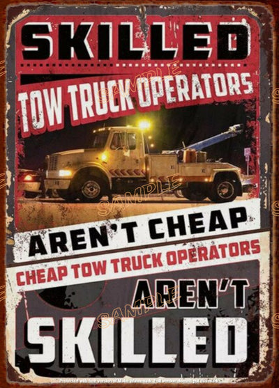 TOW TRUCK OPERATORS Retro/ Vintage Tin Metal Sign Man Cave, Wall Home Décor, Shed-Garage, and Bar