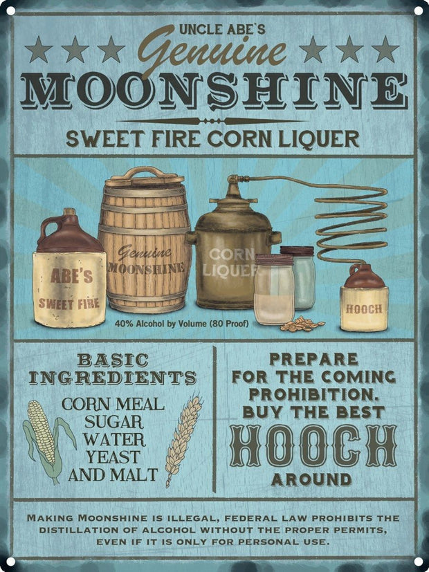 Genuine Moonshine Tin Sign 30x40cm free postage - TinSignFactoryAustralia