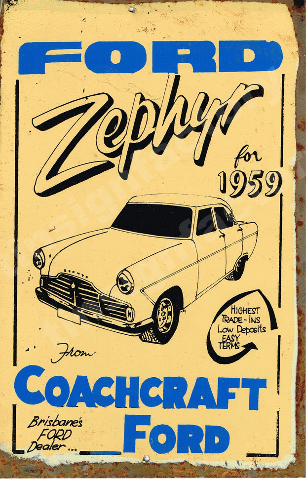 Ford Zephyr Rustic Look Vintage Tin Metal Sign Man Cave, Shed-Garage & Bar Sign metal sign