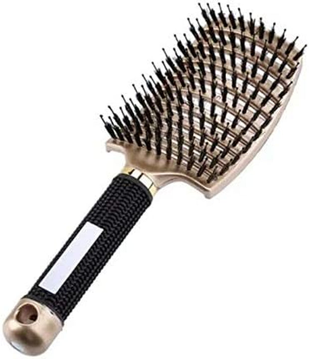 Gold Detangling Hairbrush – Nylon & Boar Bristles for Women & Men | Scalp Massage Comb