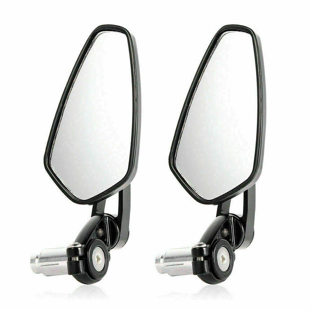 Sleek Black Universal 7/8" Motorcycle Bar End Mirrors for Cafe Racers