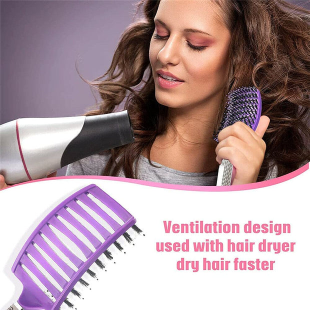 Gold Detangling Hairbrush – Nylon & Boar Bristles for Women & Men | Scalp Massage Comb