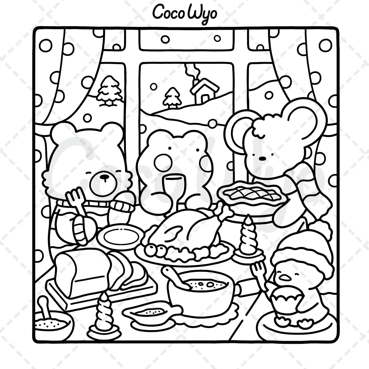 Comfy Days: Coloring Book for Adults and Teens Featuring Super Cute Animal Characters in Cozy Hygge Moments for Relaxation