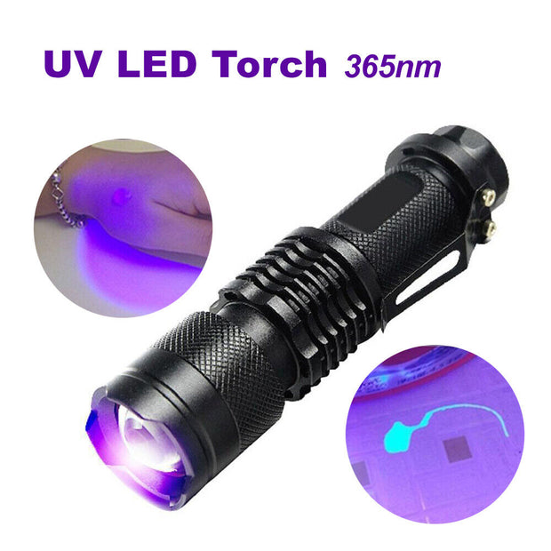 Ultra-Strong 365 Nm UV LED Blacklight Flashlight - Perfect for Inspections & Detection