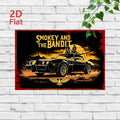 2D Flat - A 2D Retro Metal Tin Sign Features a Black Sports Car with Two People Inside, And The Words 