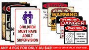 4 Pcs Security Signs Retro/ Vintage Tin Metal Sign Man Cave, Wall Home Décor, Shed-Garage, and Bar
