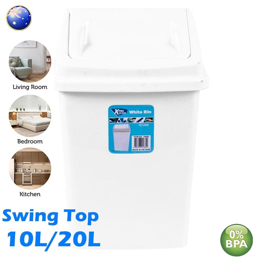 Sleek 10L/20L Swing Lid Trash Bin - Perfect for Kitchen & Bathroom Waste Management!
