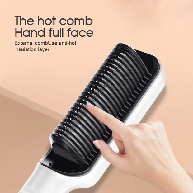 Negative Ion Hair Straightener & Styling Comb (Pink)