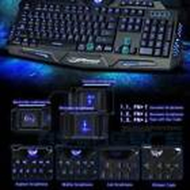 Ergonomic RGB Wired Gaming Keyboard with Dynamic 3-Color LED Backlighting