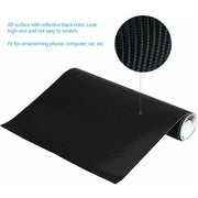4D Carbon Fiber Vinyl Gloss Black Car Phone Laptop Wrap Sticker Film 150X90 CM