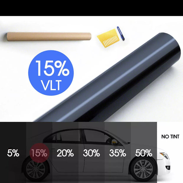 Premium 15% VLT Black Window Tint Film - 76cm x 7m for Ultimate UV Protection & Privacy in Cars and Homes