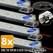 Dimmable 8X 50CM 12V LED Strip Light Bars - Perfect for Caravans, 4WDs, Camping, Boats & Fishing!