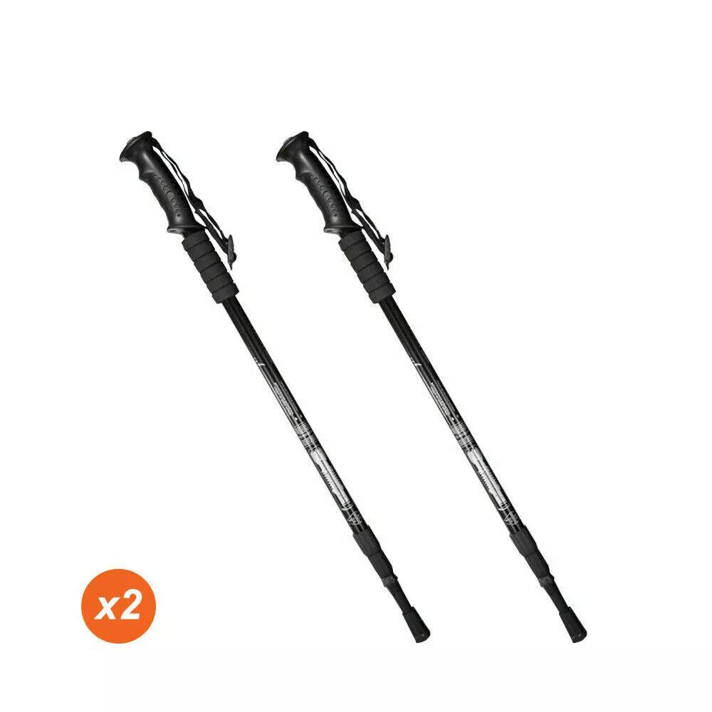 2X New Hiking Trekking Poles Walking Stick Adjustable Camping Black Lightweight