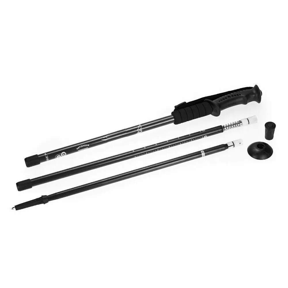 2X New Hiking Trekking Poles Walking Stick Adjustable Camping Black Lightweight