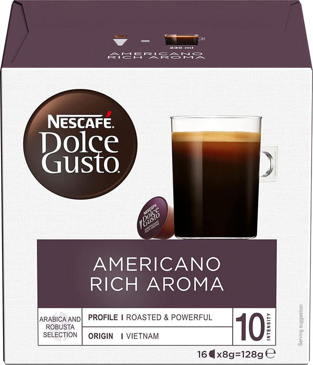 2 X NESCAFE Dolce Gusto Cafe Americano Rich Aroma Coffee Pods 16 Capsules NEW AU