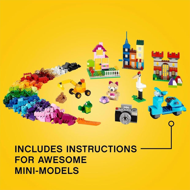 Classic Large Creative Brick Box – Colorful Building Set for Kids 4+ | Includes Doors, Windows, Wheels & Baseplate