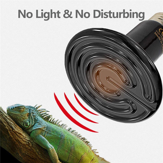 Hot Sale 2pc 75W Black Ceramic Infrared Light Heat Emitter Lamp Reptile Brooder Incubator