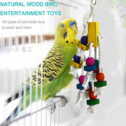 2x Parrot Cluster Block Toy Bird Cage Toys Parakeet Harness 23cm Fun Toy Parrot------------------------------------Keep your feathered friend entertained and happy with these colorful Parrot Cluster Block toys! Made of wood and hemp rope, these toys