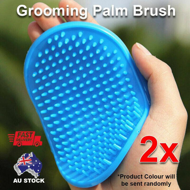 2x Rubber Grooming Mitten Glove Cleaning Shedding Fur Comb Dog Cat Palm Brush