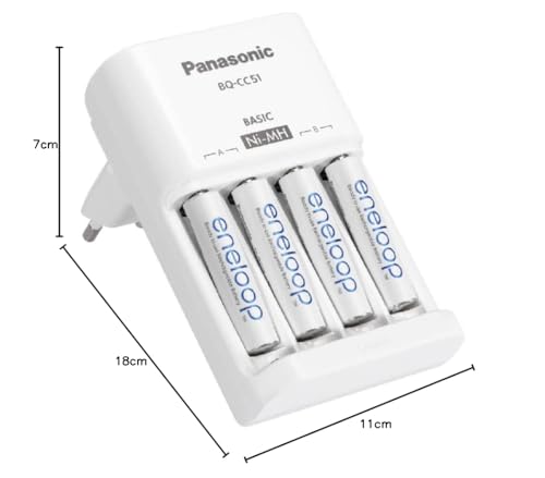 Panasonic Eneloop BQ-CC51 Plug Charger for 2/4 Ni-MH Batteries AA/AAA Charger Basic + 4X AA 1900 mAh Batteries - Tin Sign Factory Australia