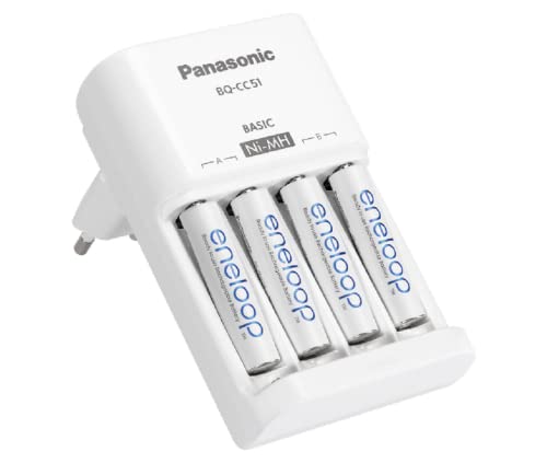 Panasonic Eneloop BQ-CC51 Plug Charger for 2/4 Ni-MH Batteries AA/AAA Charger Basic + 4X AA 1900 mAh Batteries - Tin Sign Factory Australia