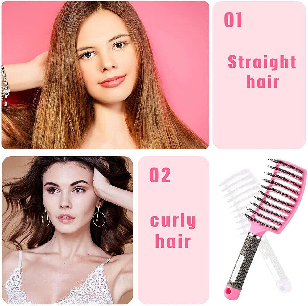 Gold Detangling Hairbrush – Nylon & Boar Bristles for Women & Men | Scalp Massage Comb