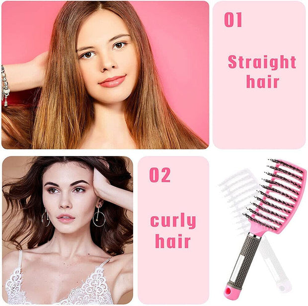 Gold Detangling Hairbrush – Nylon & Boar Bristles for Women & Men | Scalp Massage Comb