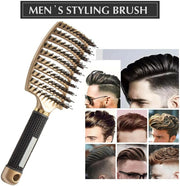 Gold Detangling Hairbrush – Nylon & Boar Bristles for Women & Men | Scalp Massage Comb