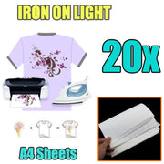 A4 Iron-On Heat Transfer Paper for Light Cotton T-Shirts - Available in 5 to 100 Sheets