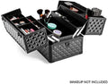 Portable Beauty Makeup Cosmetic Case Organiser Carry Bag Box Diamond W/Strap (Diamond Black)