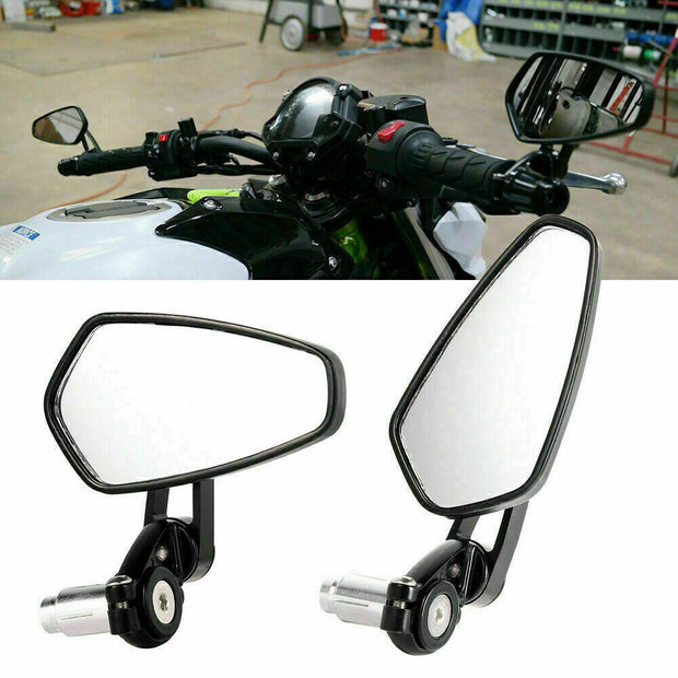 Sleek Black Universal 7/8" Motorcycle Bar End Mirrors for Cafe Racers