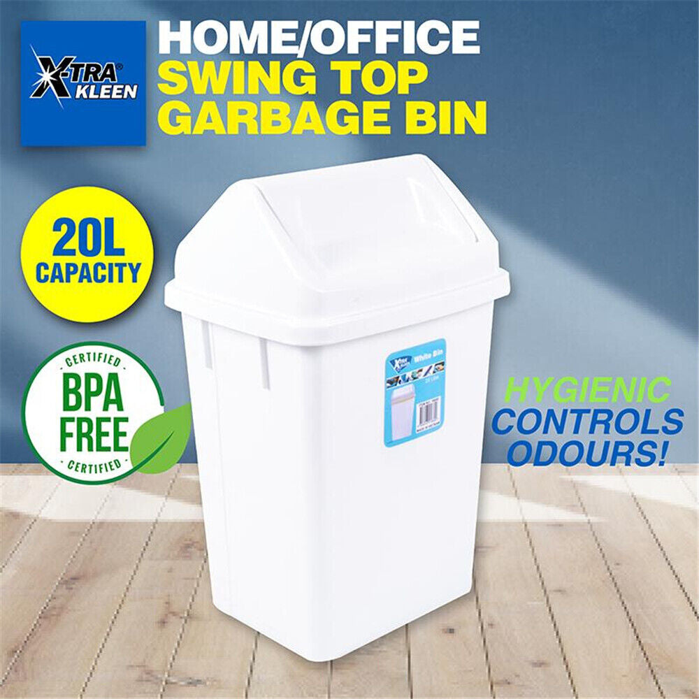 Sleek 10L/20L Swing Lid Trash Bin - Perfect for Kitchen & Bathroom Waste Management!
