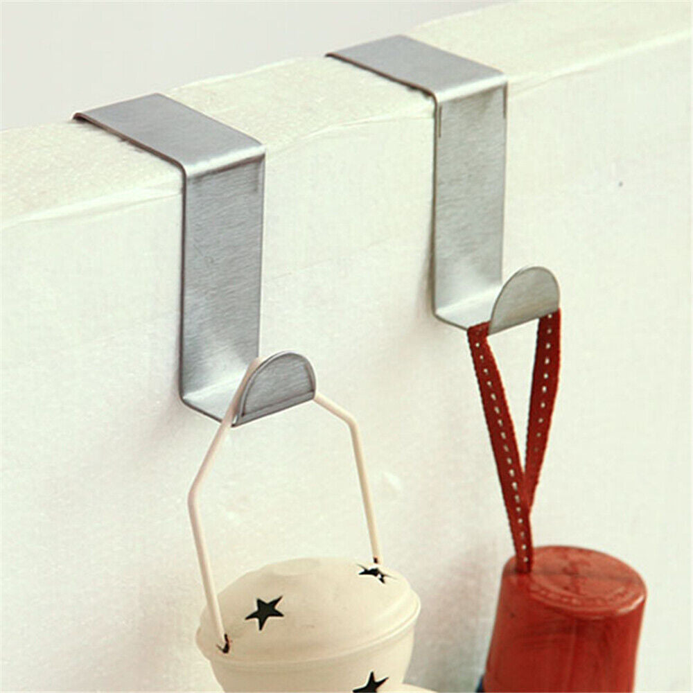 Premium Stainless Steel Over-Door Hooks - 4 Pack for Ultimate Coat and Clothes Storage Solution